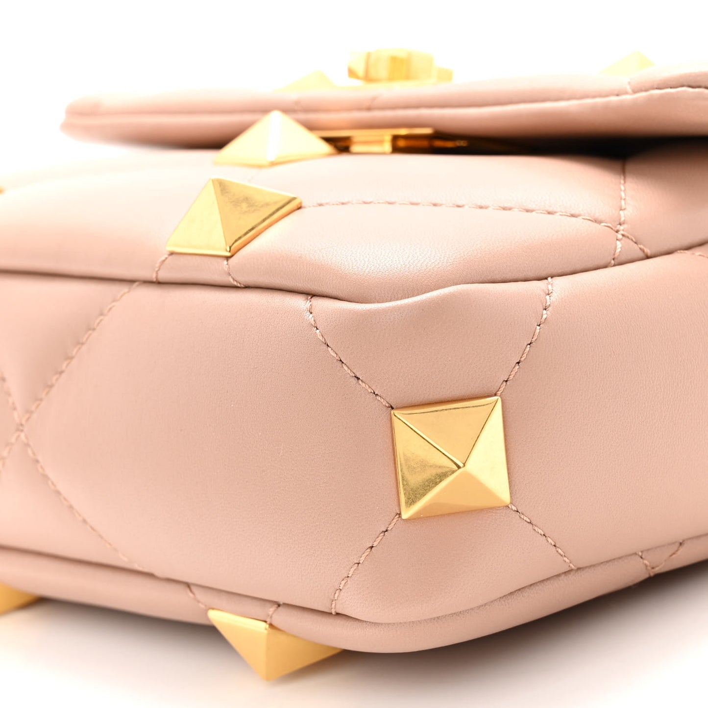 Nappa Small Roman Stud Shoulder Bag Rose Cannelle