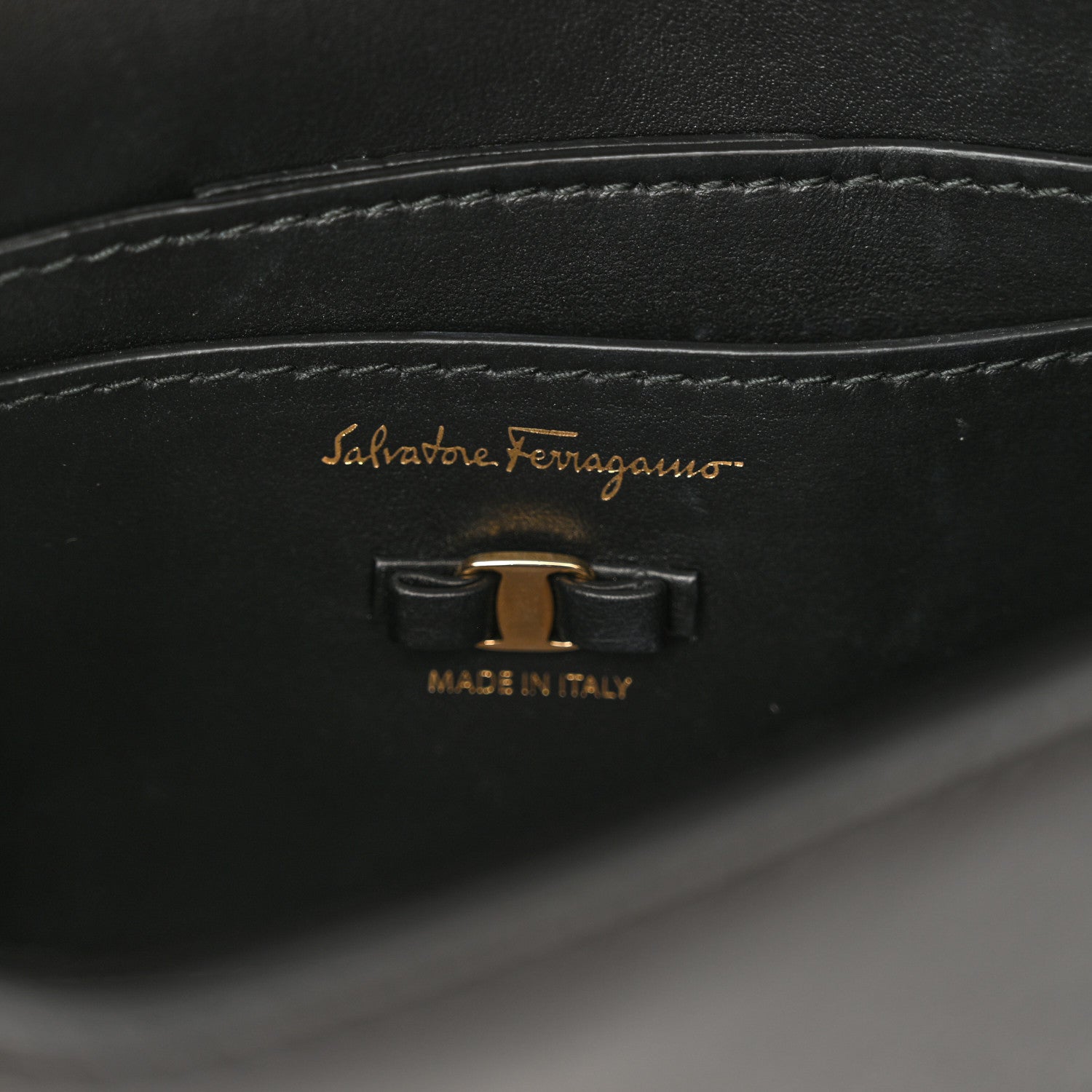 Salvatore Ferragamo Calfskin Chain Mini Vara Bow Crossbody Bag Black 5 of 12