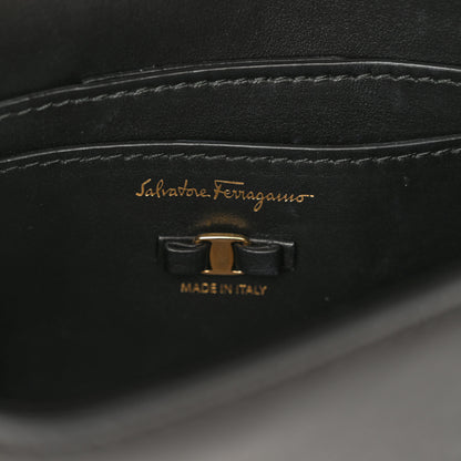 Salvatore Ferragamo Calfskin Chain Mini Vara Bow Crossbody Bag Black 5 of 12