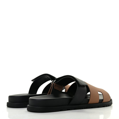 Hermes Calfskin Mens Chypre Sandals 45 Naturel Safari Black 12 of 15