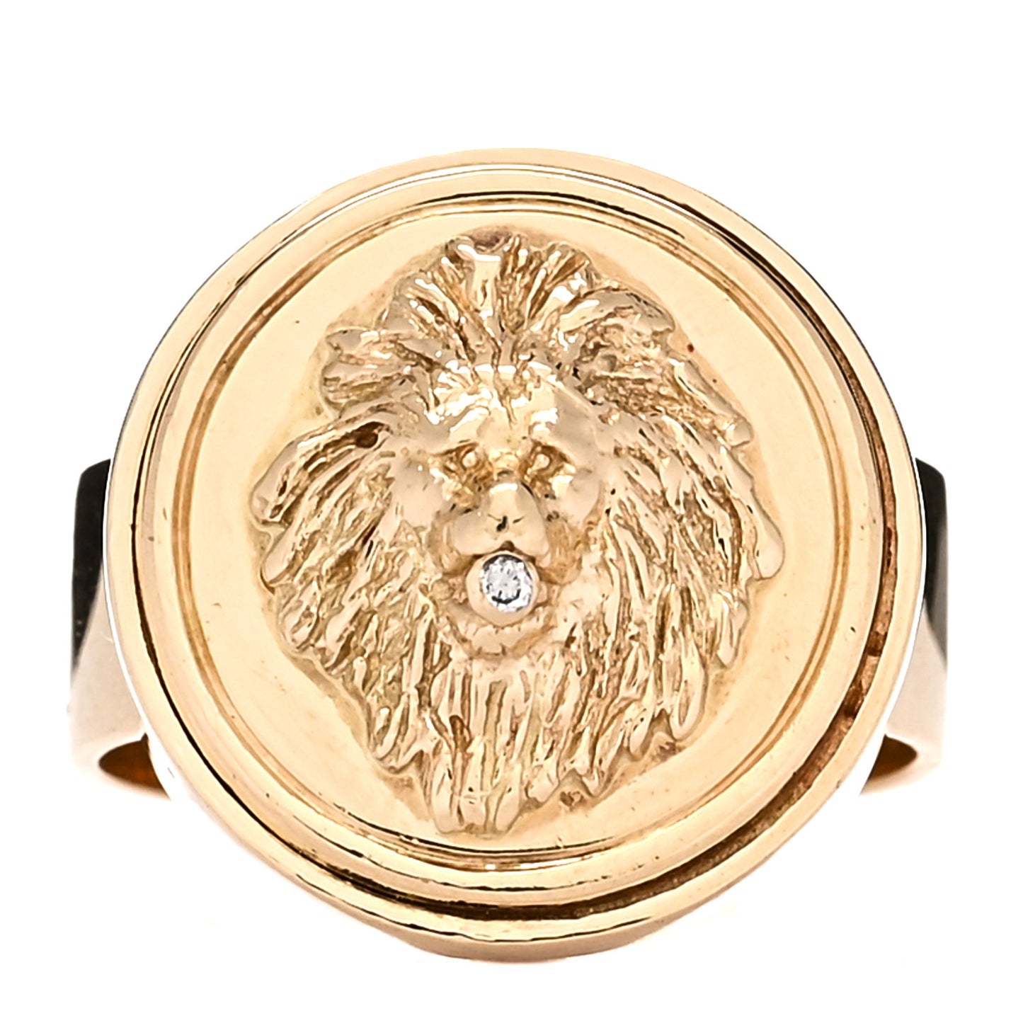 18K Yellow Gold Diamond Strength Lion Ring 49 4.75