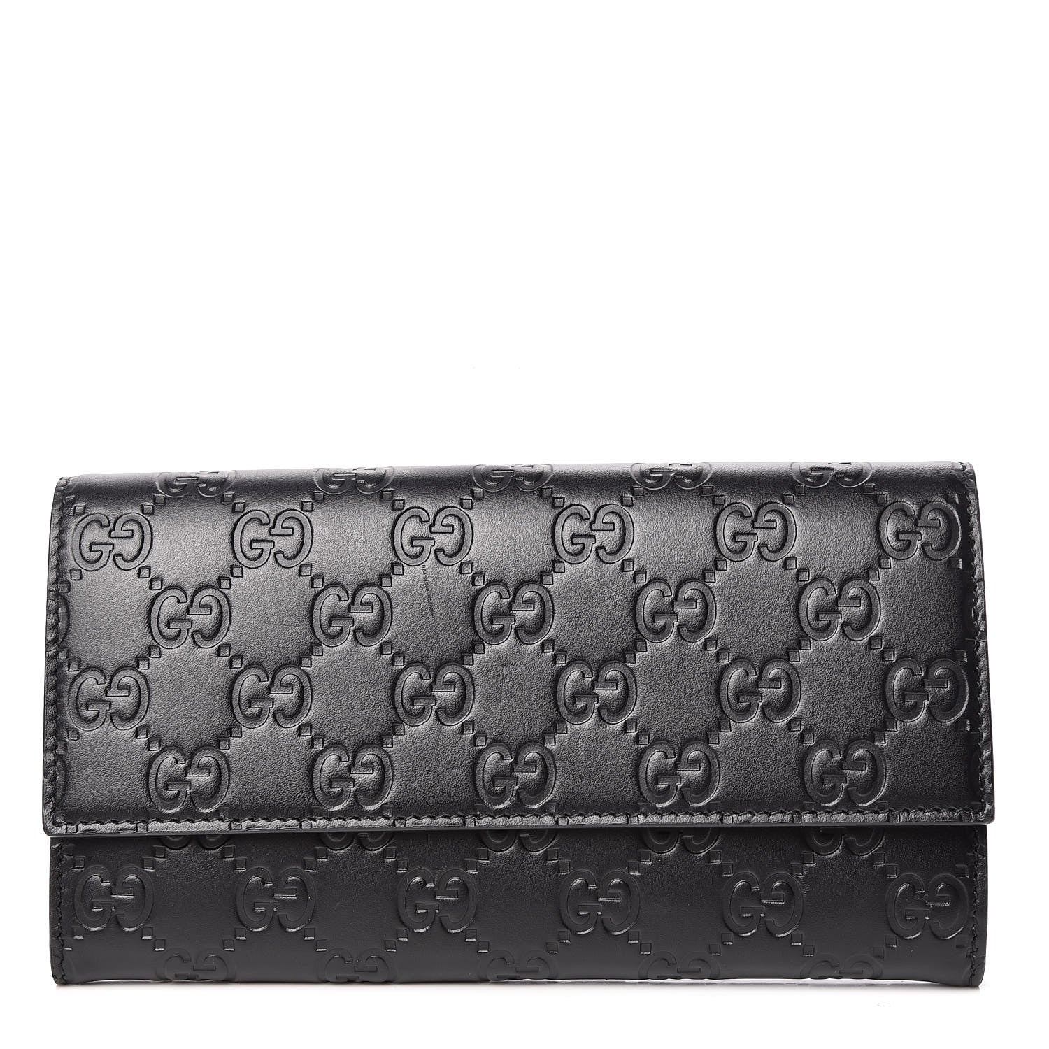 Gucci Guccissima Continental Flap Wallet Black 1 of 9
