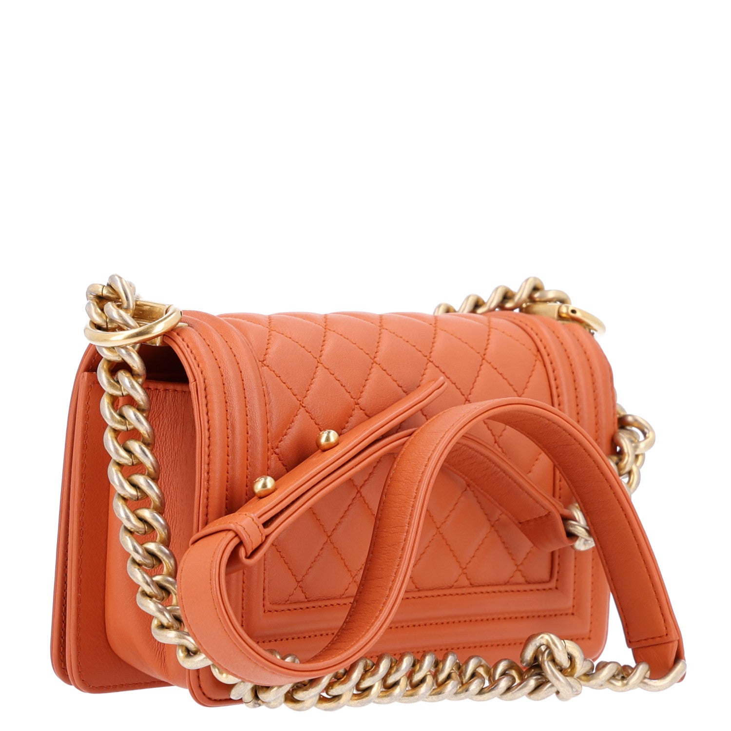 Chanel Calfskin Quilted Small Boy Flap Orange 3 of 10