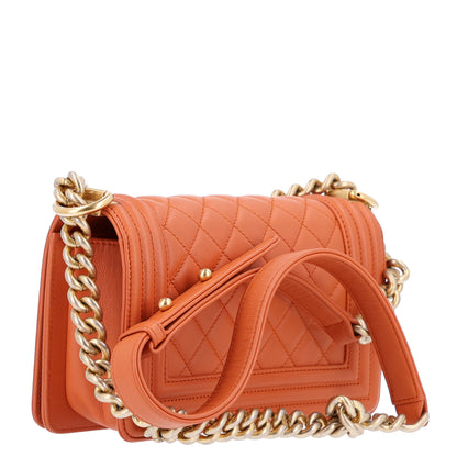 Chanel Calfskin Quilted Small Boy Flap Orange 3 of 10