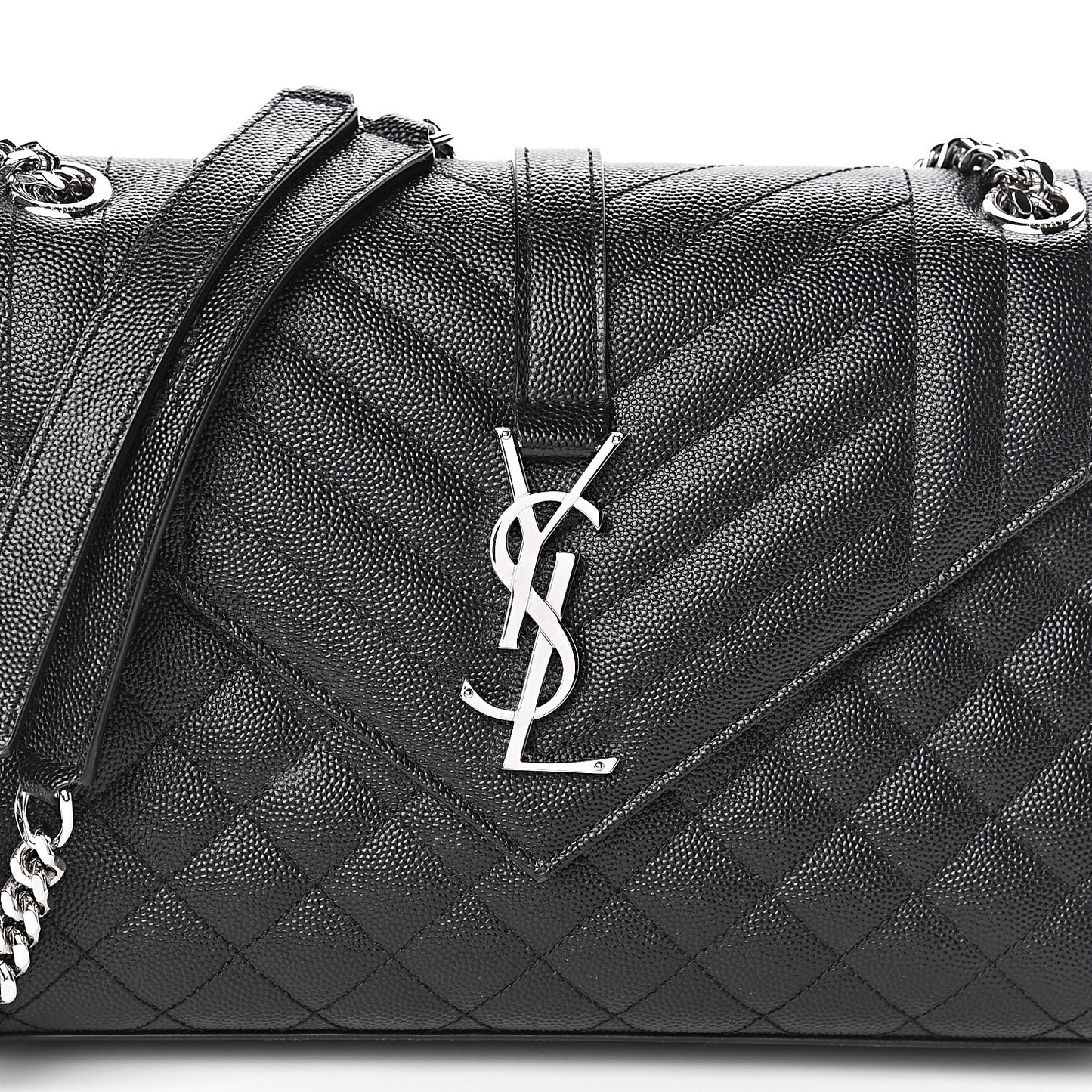 Grain De Poudre Textured Mixed Matelasse Triquilt Medium Monogram Satchel Black