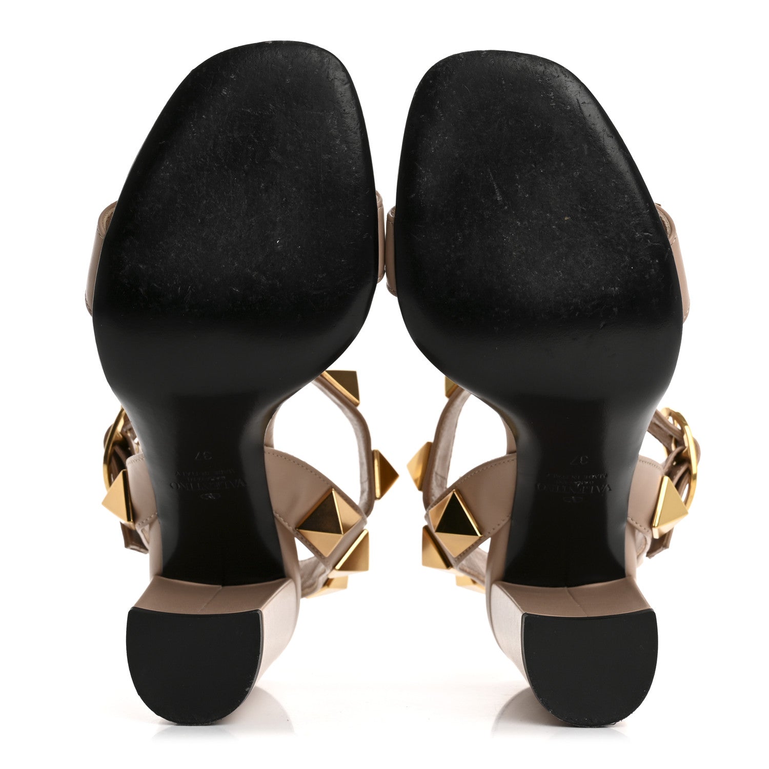 Valentino Garavani Calfskin Roman Stud 90mm Sandals 37 Rose Cannelle 6 of 15