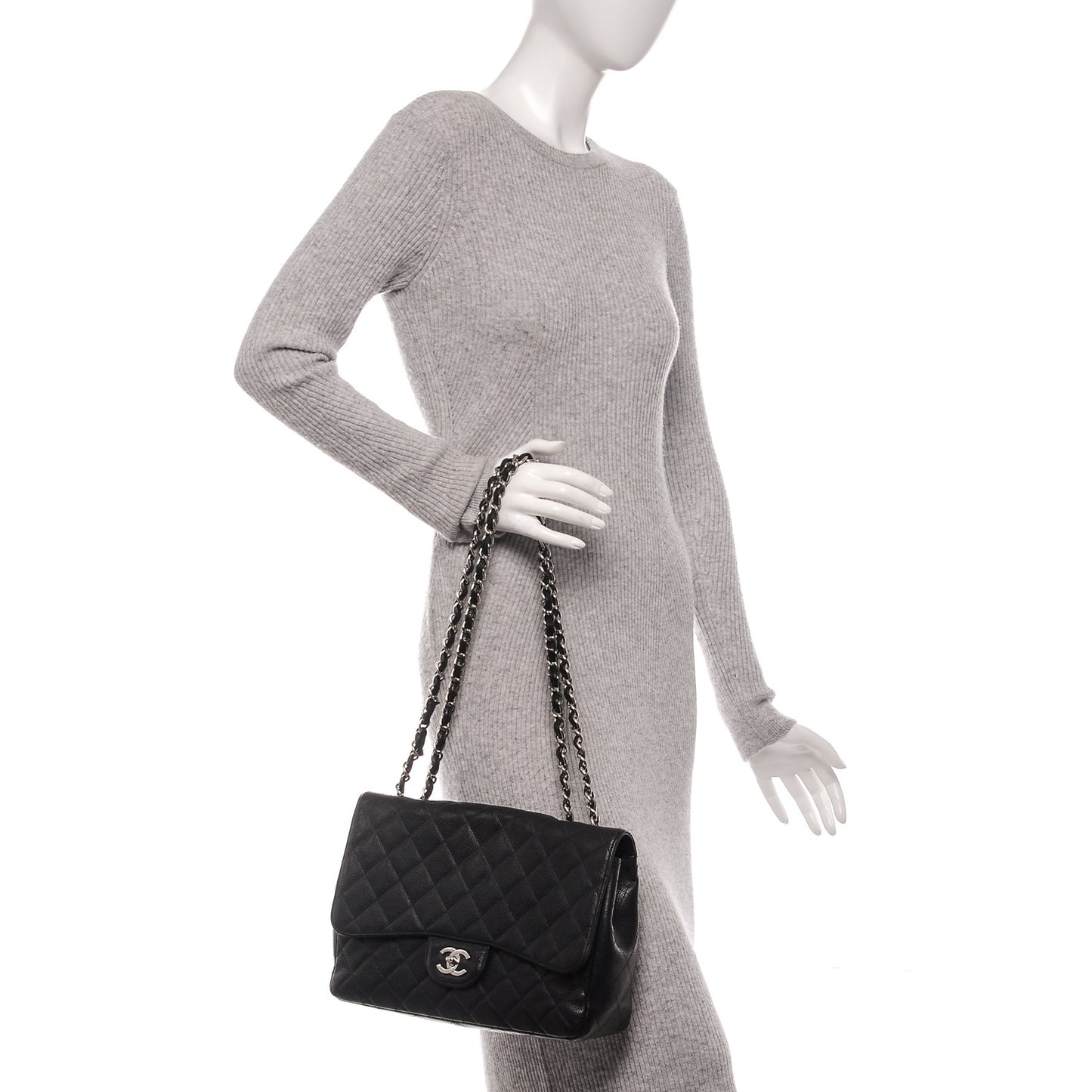 Caviar Quilted Jumbo Single Flap Black