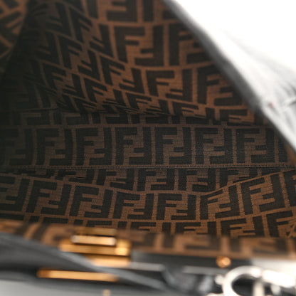 Fendi Goatskin Zucca Large Peekaboo Iconic Satchel Black Tobacco 5 of 14