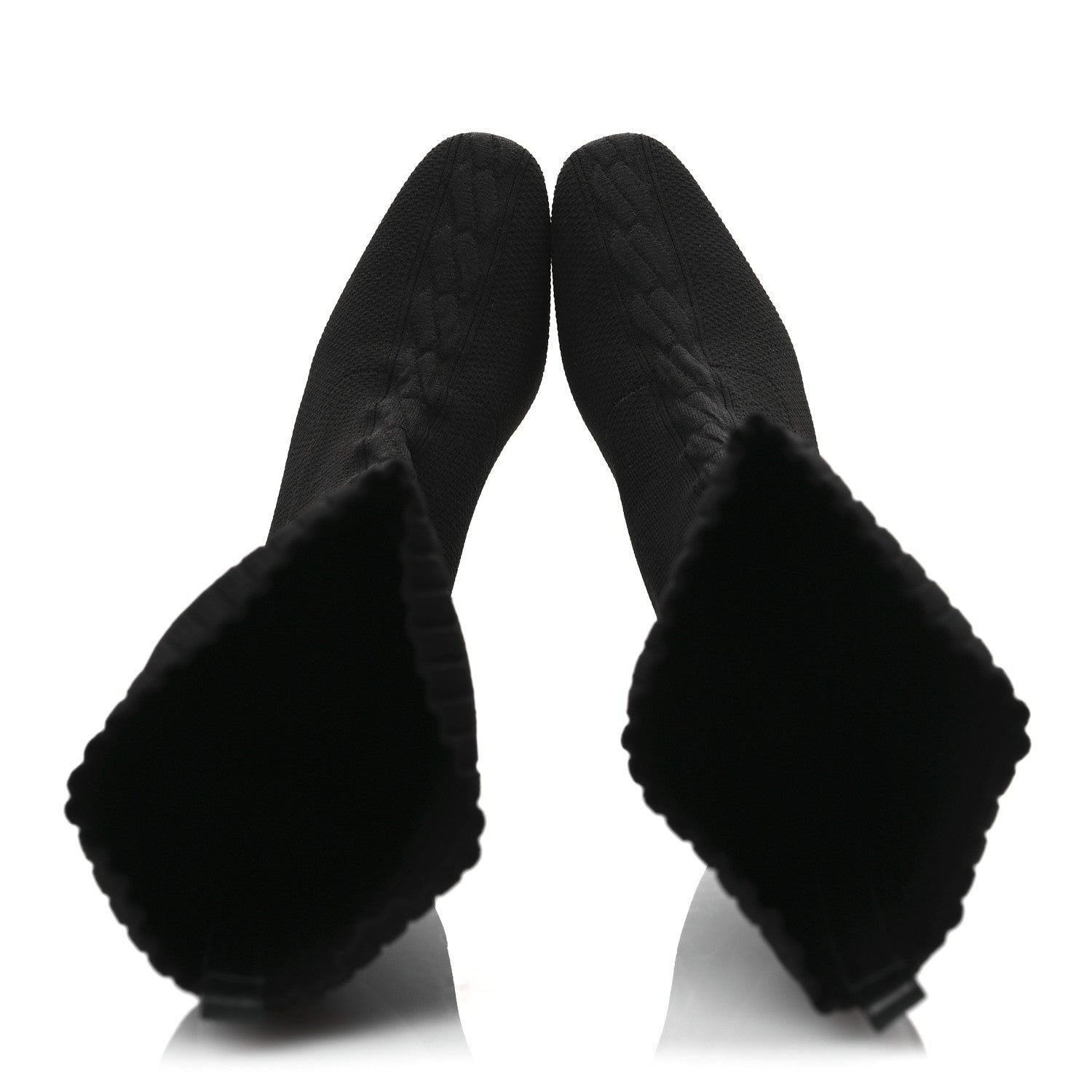 Hermes Knit Calfskin Fontaine 60 Boots 37.5 Black 2 of 11