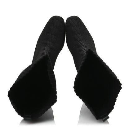 Hermes Knit Calfskin Fontaine 60 Boots 37.5 Black 2 of 11