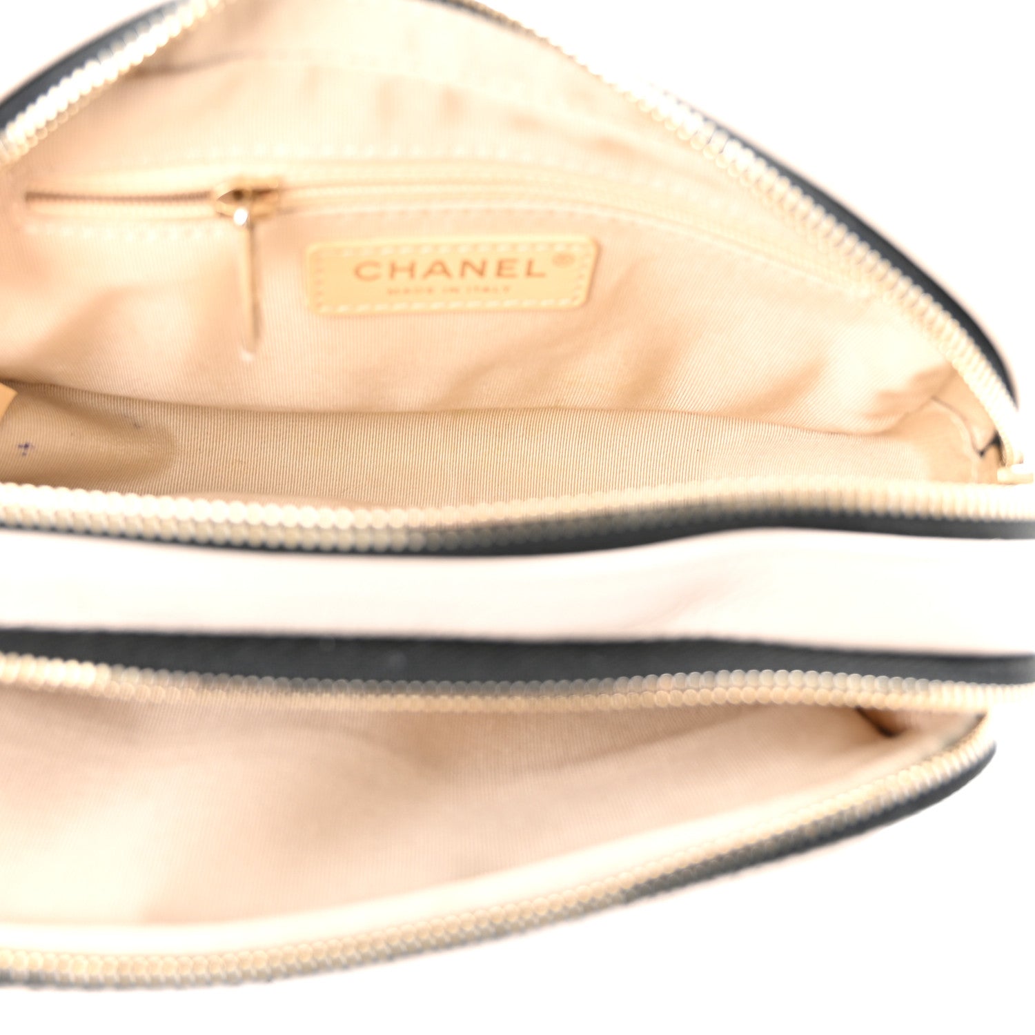 Chanel Goatskin Quilted Waist Bag Beige White Black 6 of 12