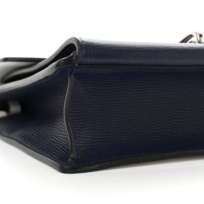 Burberry Derby Calfskin Bi-Color Small Macken Crossbody Bag Navy White 9 of 11
