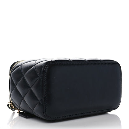 Chanel Lambskin Quilted Small Pearl Crush Vanity Case With Chain Black 4 of 9