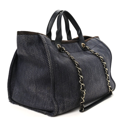 Chanel Denim Medium Deauville Tote Dark Blue 2 of 10