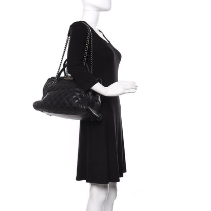Chanel Calfskin Quilted Double Stitch Large Boy Tote Black 2 of 9