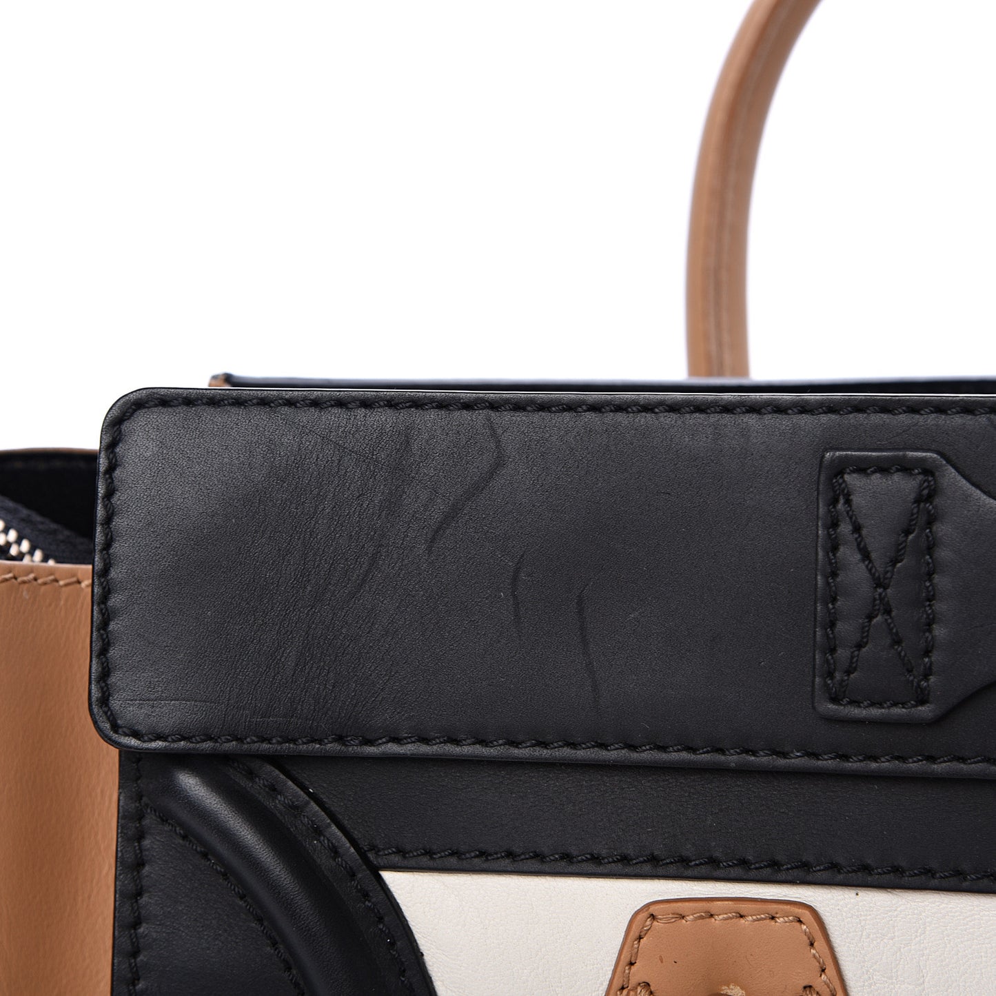 Calfskin Mini Tri-Color Luggage Black Brown White