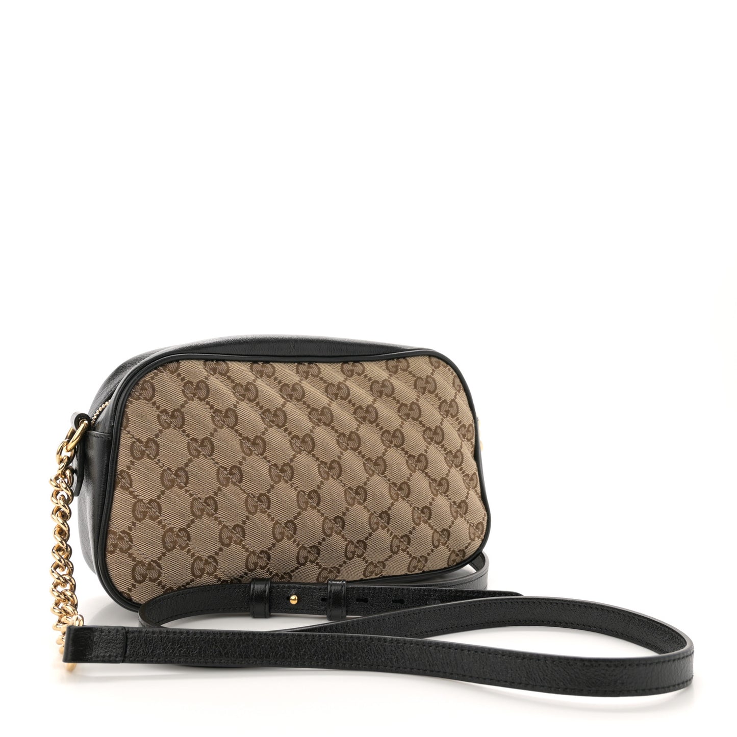 Monogram Matelasse Diagonal Small GG Marmont Chain Shoulder Bag Beige Black