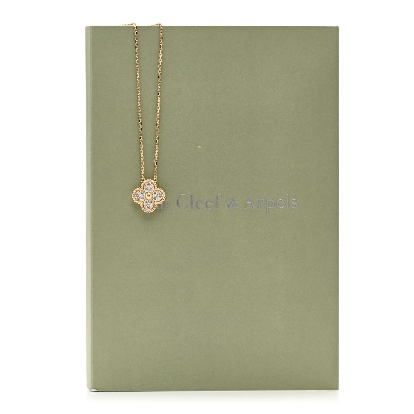 18K Yellow Gold Diamond Vintage Alhambra Pendant Necklace