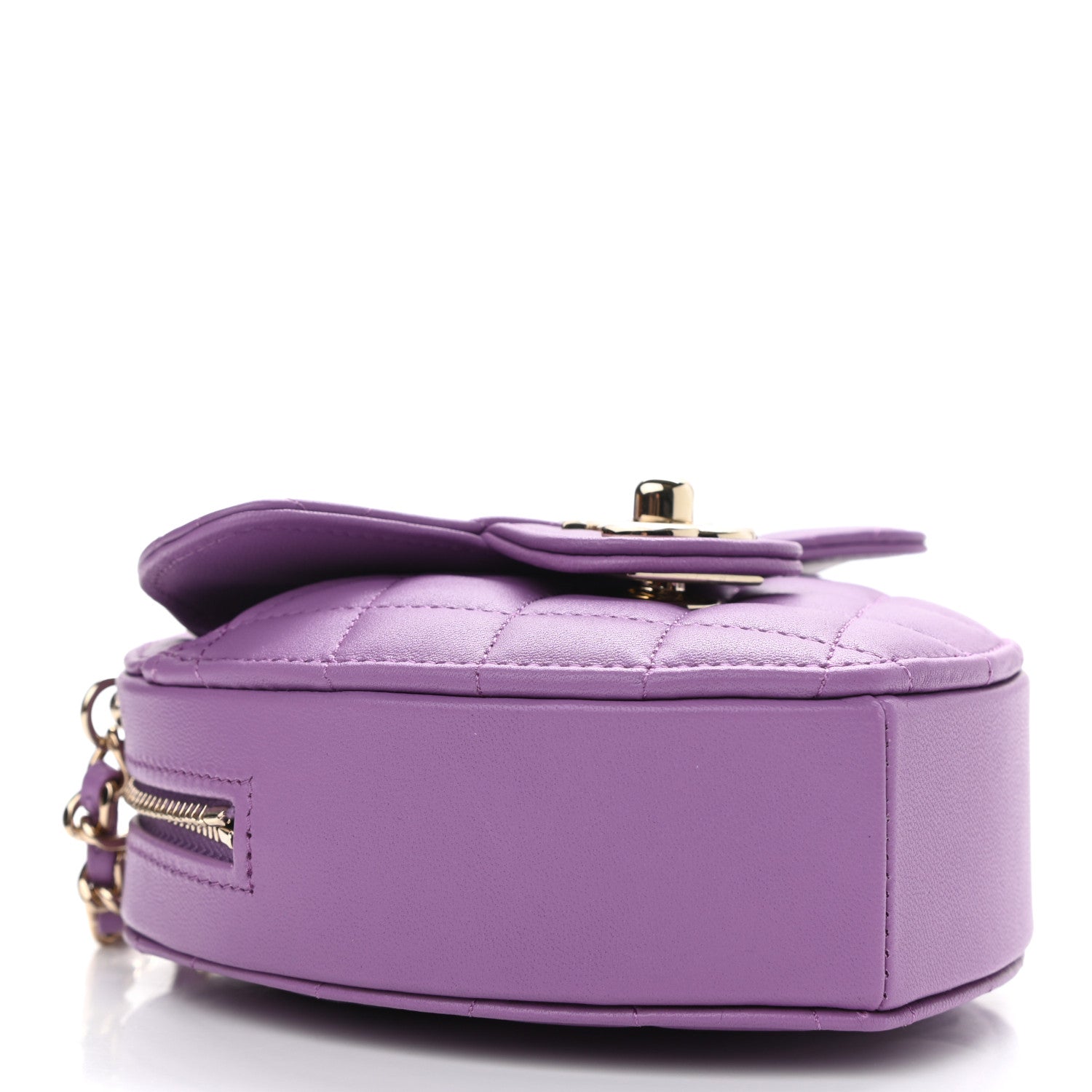 Chanel Lambskin Quilted CC In Love Heart Clutch With Chain Purple 4 of 11