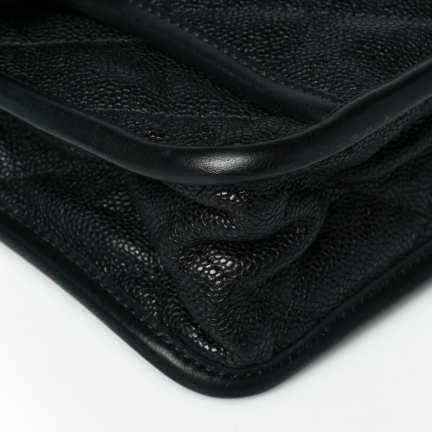 Caviar Quilted Large French Riviera Flap Black
