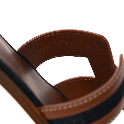 Hermes Calfskin Denim Oran Sandals 36.5 Bleu Brut Gold 8 of 9