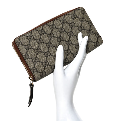 Gucci GG Supreme Monogram Cuoio Toscano Zip Around Wallet Beige Ebony Cuir 2 of 7