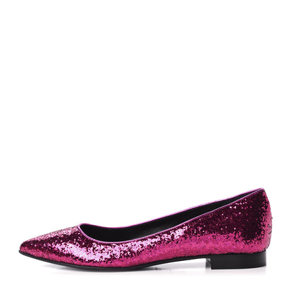 Saint Laurent Metallic Sparkle Fabric Paris Ballet Flat 35 Fuchsia 1 of 8