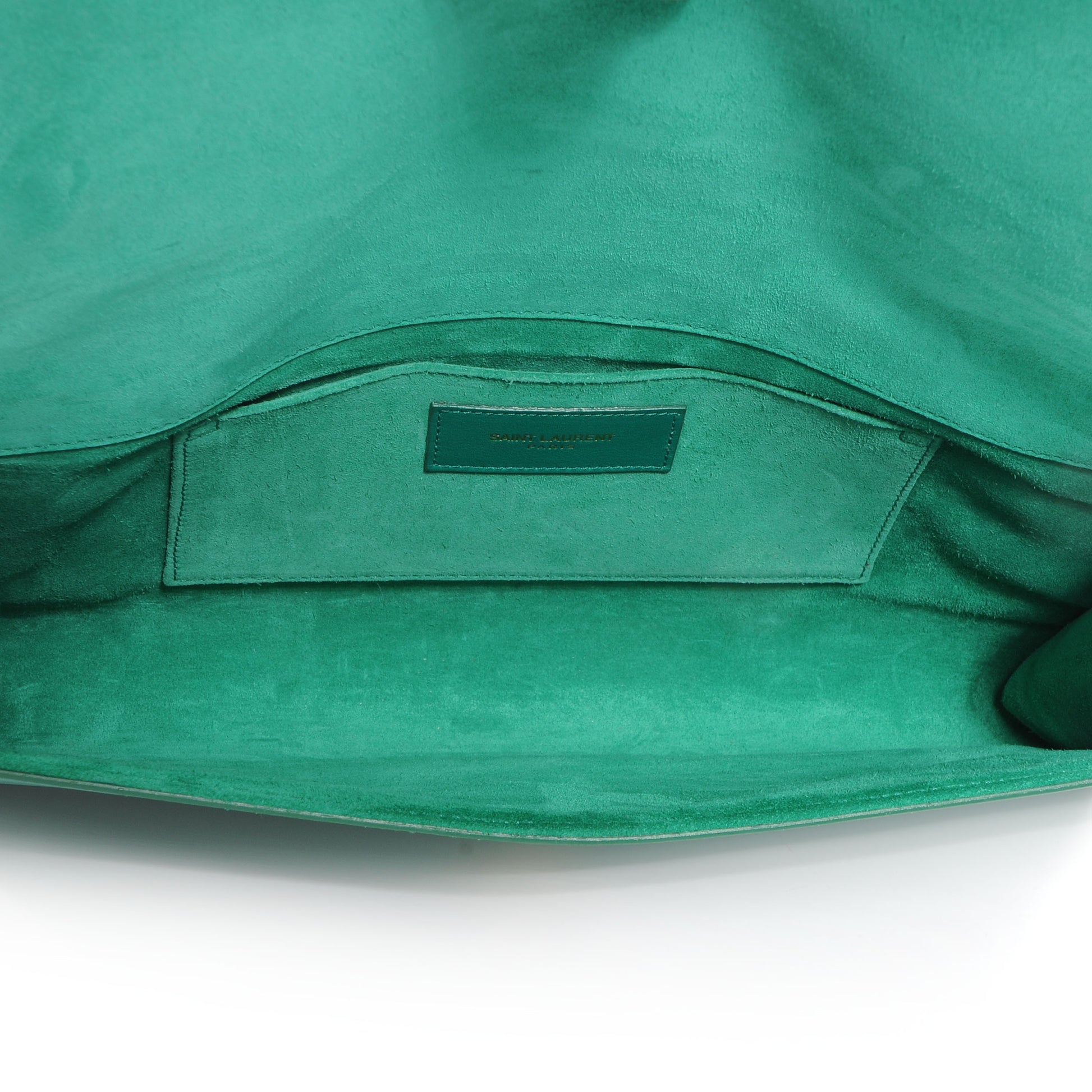 Saint Laurent Leather Classic Y Clutch Green 5 of 8