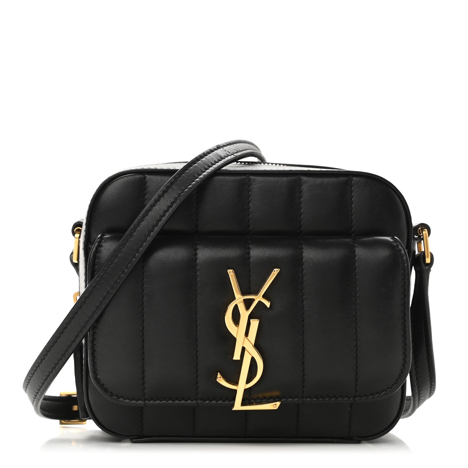 Saint Laurent Lambskin Matelasse Monogram Toy Vicky Camera Bag Black 1 of 10
