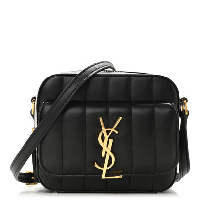 Saint Laurent Lambskin Matelasse Monogram Toy Vicky Camera Bag Black 1 of 10