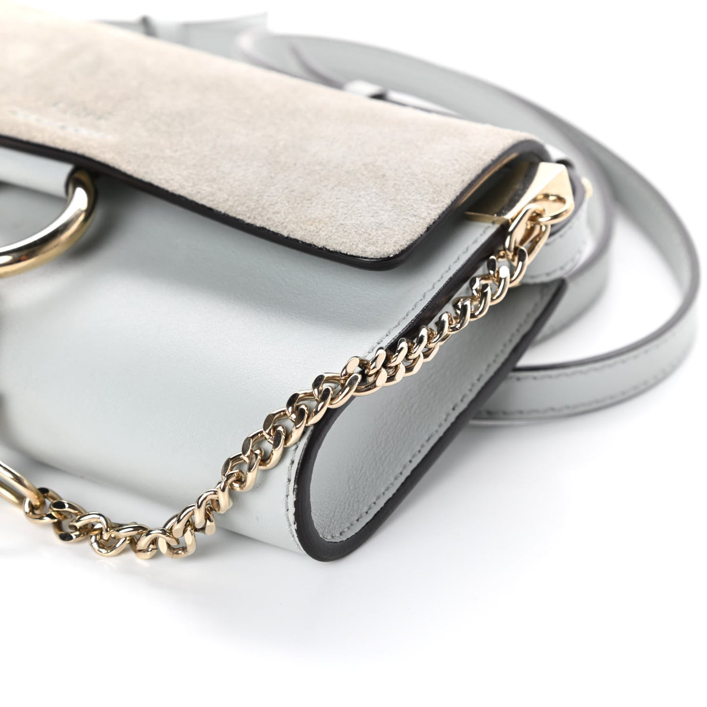 Suede Calfskin Mini Faye Shoulder Bag Airy Grey