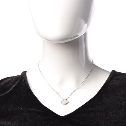 Van Cleef & Arpels 18K White Gold Mother of Pearl Vintage Alhambra Pendant Necklace 2 of 8