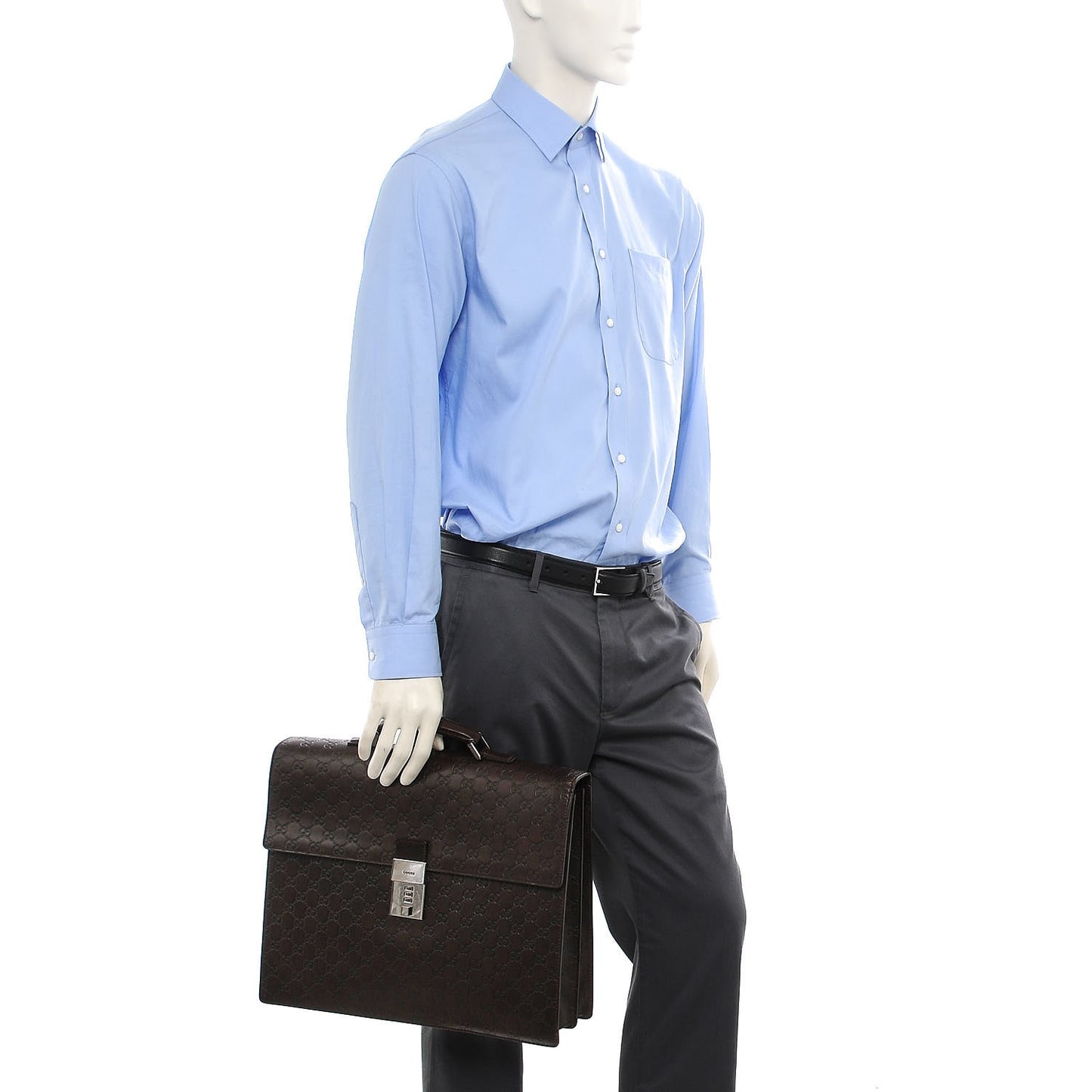 Guccissima Large Laptop Briefcase Dark Brown