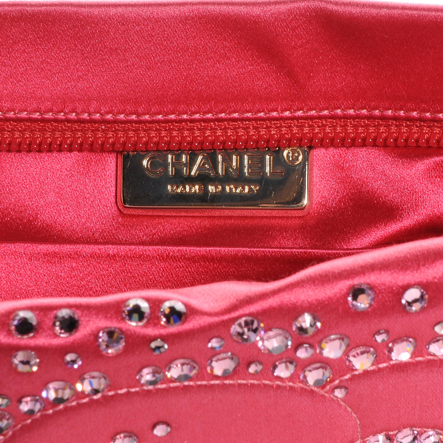 Satin Diamante Camellia Evening Clutch Bag Pink