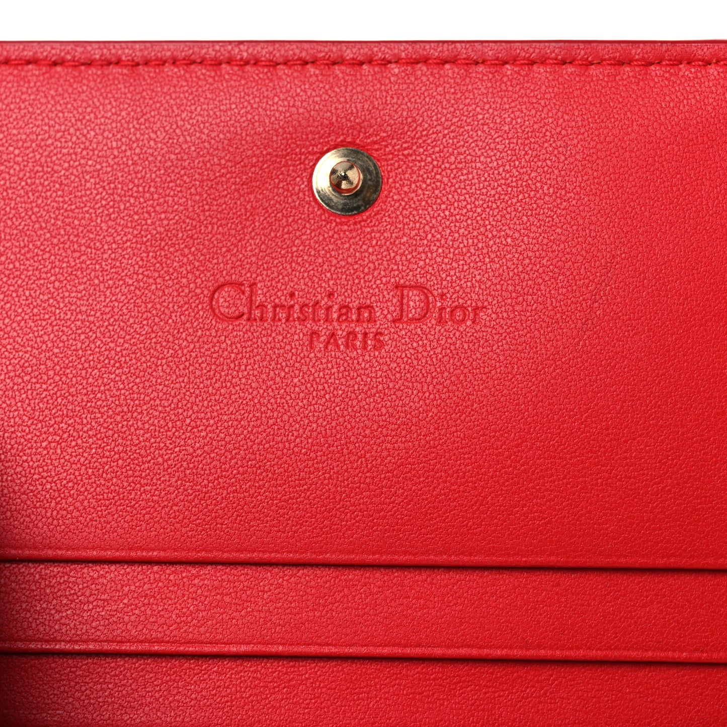 Lambskin Cannage Mini Lady Dior Wallet Red