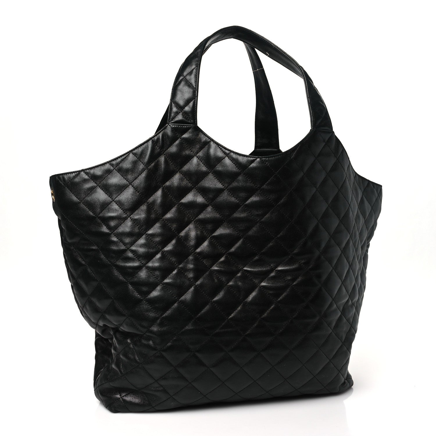Saint Laurent Lambskin Quilted Maxi Icare Shopping Tote Black 4 of 11