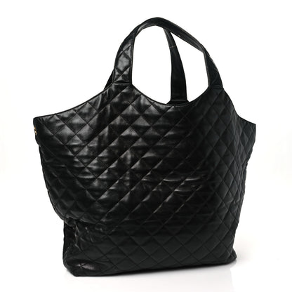 Saint Laurent Lambskin Quilted Maxi Icare Shopping Tote Black 4 of 11