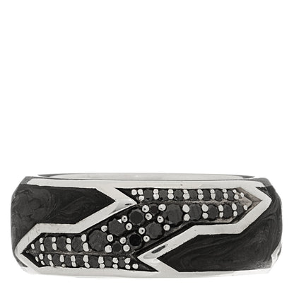 David Yurman Sterling Silver Black Diamond Forged Carbon Beveled Band Ring 63 10.25 1 of 6