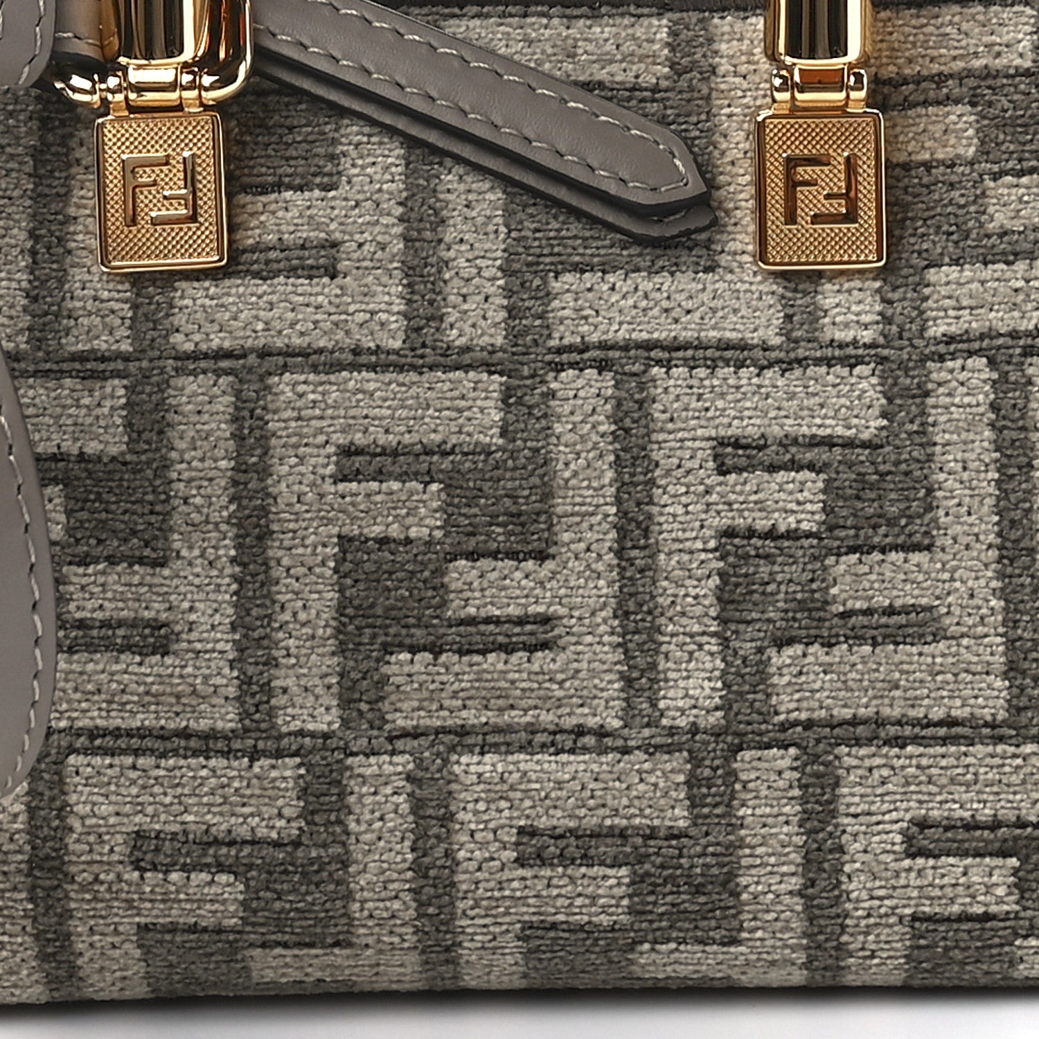 Fendi Chenille Vitello King Plexiglass FF Mini By The Way Top Handle Boston Bag Tortora Nuvola 9 of 12