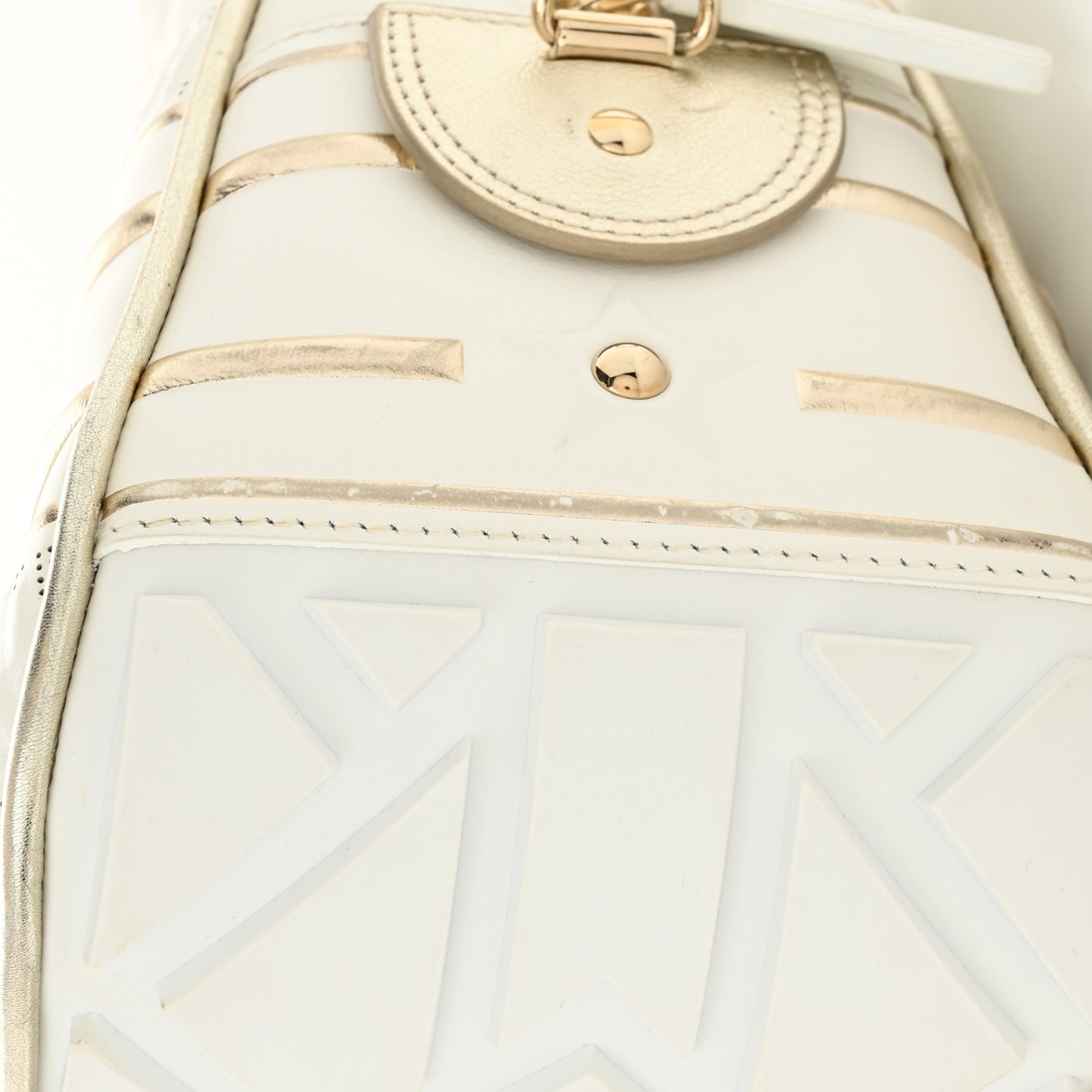 Perforated Calfskin Medium Dior Vibe Classic Bowling Bag White Gold