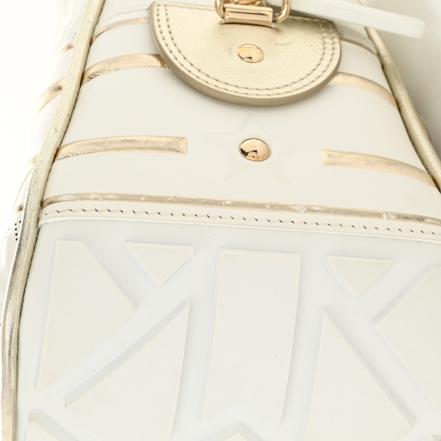 Christian Dior Perforated Calfskin Medium Dior Vibe Classic Bowling Bag White Gold 15 of 15