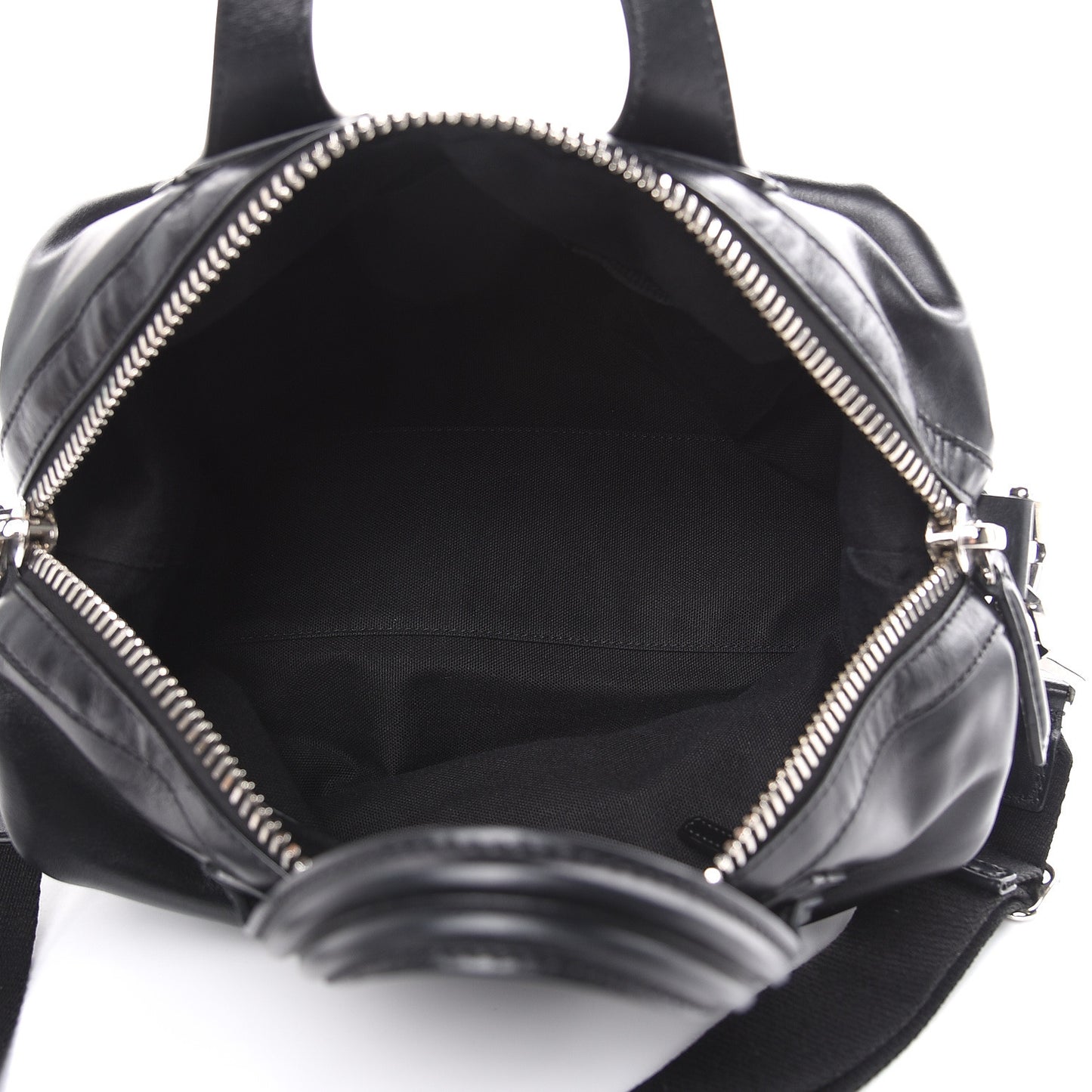 Waxed Calfskin Small Nightingale Logo Strap Black