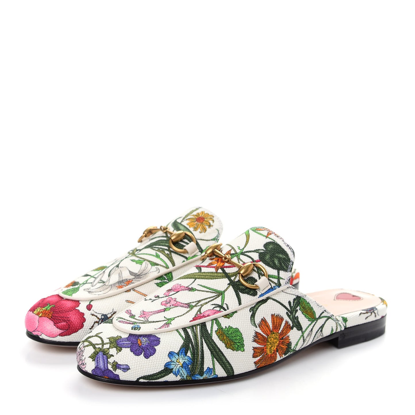 Canvas Flora Womens Princetown Slippers 36 White Multicolor