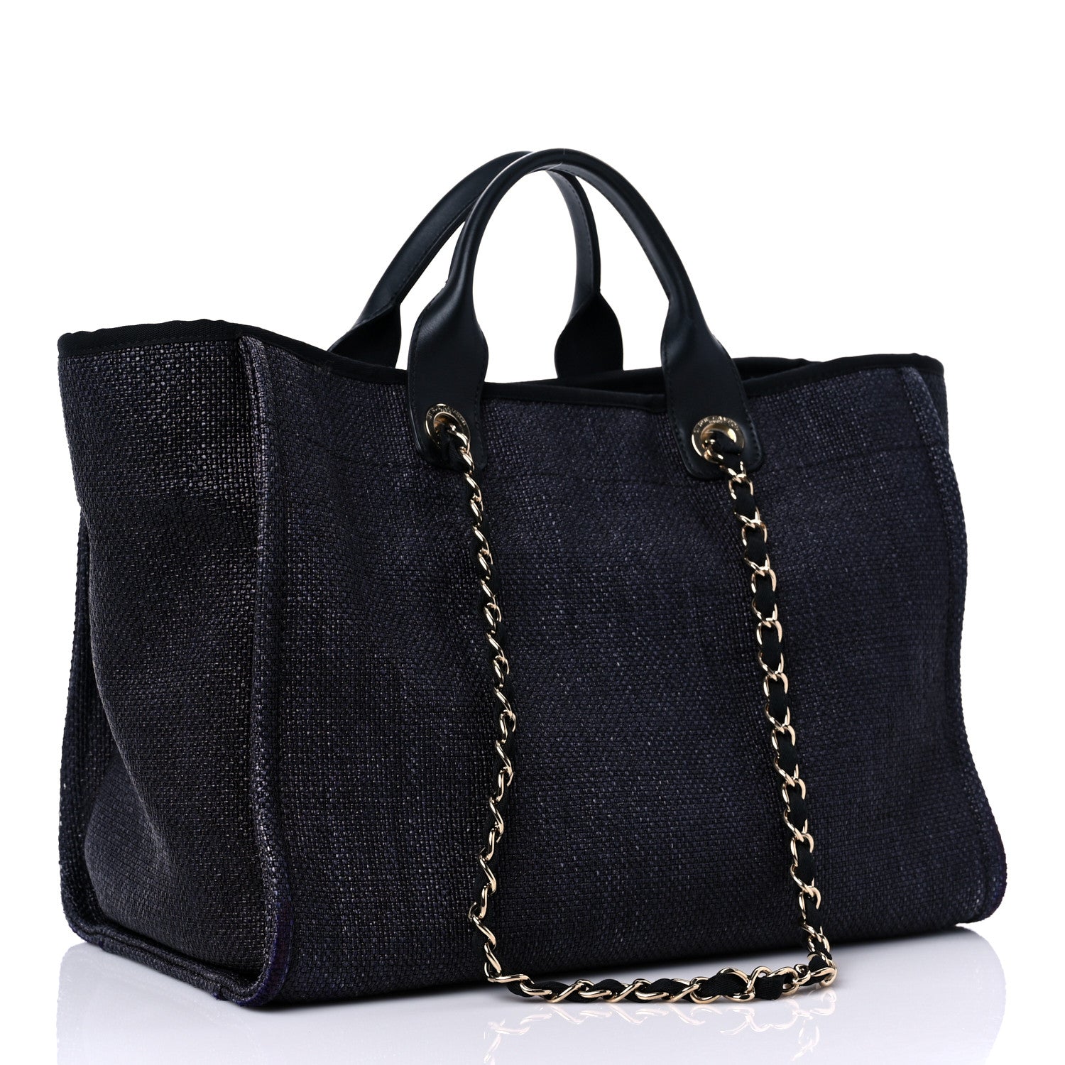 Chanel Woven Straw Raffia Medium Deauville Tote Black 3 of 15