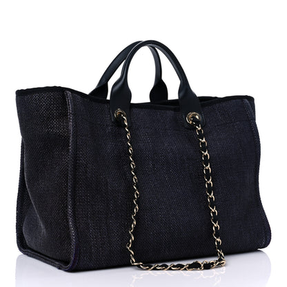 Chanel Woven Straw Raffia Medium Deauville Tote Black 3 of 15