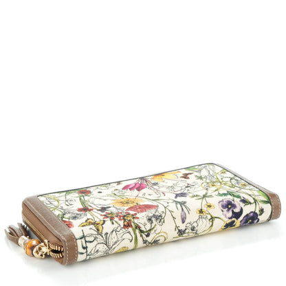 Gucci Canvas Flora Infiinity Tassel Zip Around Wallet White Multicolor Acero 4 of 9