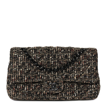 Chanel Tweed Quilted Medium Double Flap Brown 1 of 10