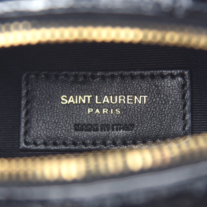 Saint Laurent Patent Crocodile Embossed Round Vinyle Camera Bag Black 6 of 10