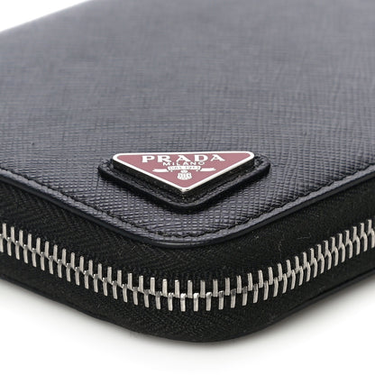 Prada Saffiano Zip Around Portfolio Wallet Black Rosso 9 of 10