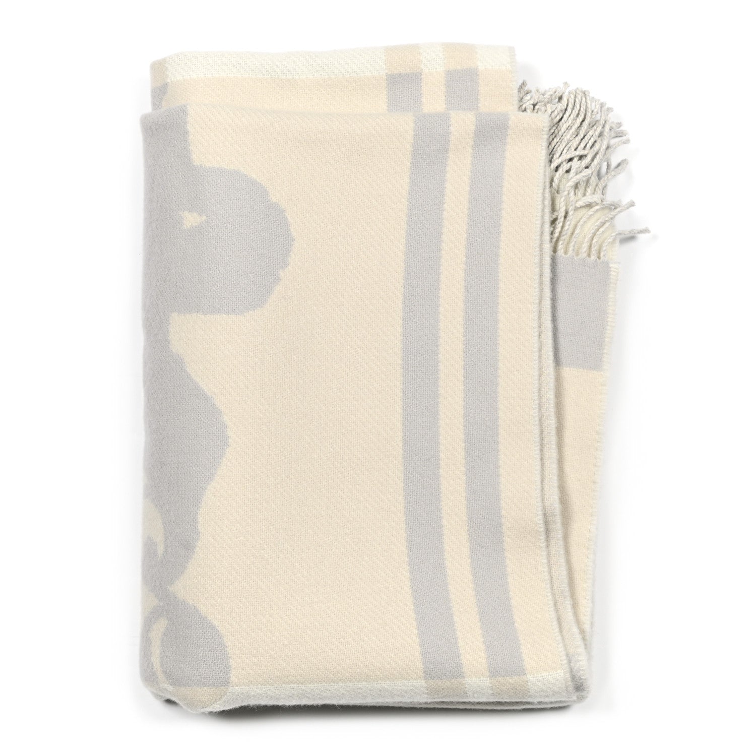 Hermes Cashmere Wool Brides De Gala Plaid Blanket Gris Perle 4 of 4